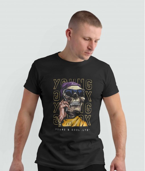 Мъжка тениска с щампа Готика Young and cool skull